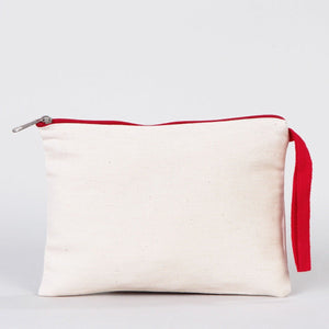 Red Zipper Blank Cotton Pouch – 8"x6" Durable Clutch Bag - Pamusan.com
