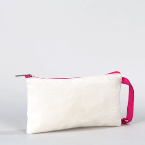 Fabric Pencil Case – 8"x4" Fuchsia Zippered Cotton Pouch (Blank)