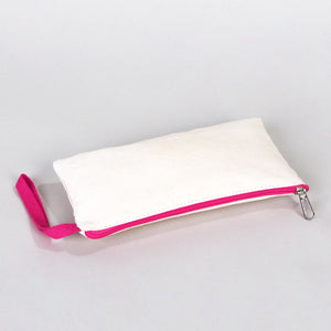 Fabric Pencil Case – 8"x4" Fuchsia Zippered Cotton Pouch (Blank)
