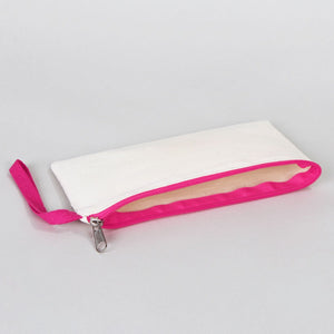 Fabric Pencil Case – 8"x4" Fuchsia Zippered Cotton Pouch (Blank)