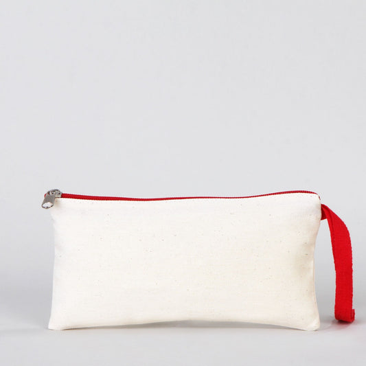 Fabric Pencil Case - 8" W x 4" H (21x10 cm) Red Zippered