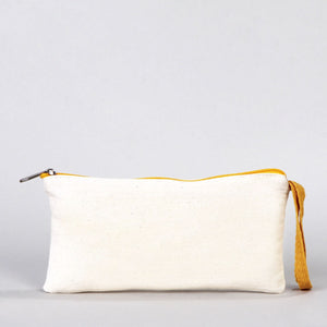 Fabric Pencil Case – 8"x4" Yellow Zippered Cotton Pouch (Blank)
