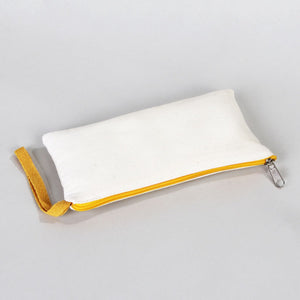 Fabric Pencil Case – 8"x4" Yellow Zippered Cotton Pouch (Blank)