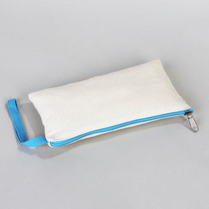 Fabric Pencil Case – 8"x4" Turquoise Zippered Cotton Pouch