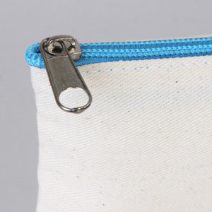 Fabric Pencil Case – 8"x4" Turquoise Zippered Cotton Pouch