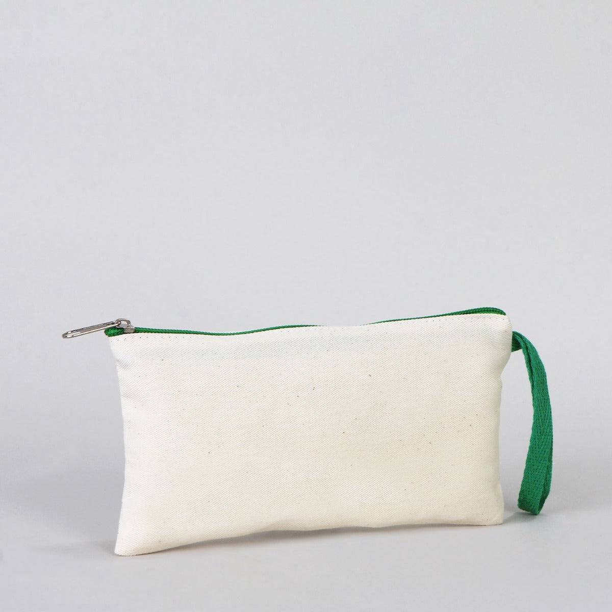 Fabric Pencil Case - 8" W x 4" H (21x10 cm)  Green Zippered