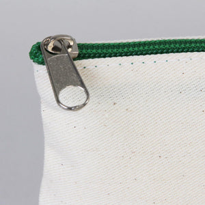 Fabric Pencil Case – 8"x4" Green Zippered Cotton Pouch (Plain)