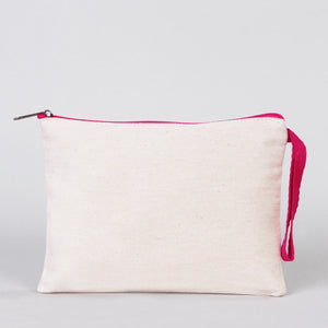 Fuchsia Zippered Cotton Pouch – 8"x6" Plain & Durable Clutch Bag