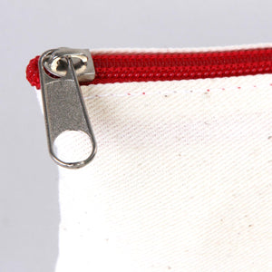 Red Zipper Blank Cotton Pouch – 8"x6" Durable Clutch Bag