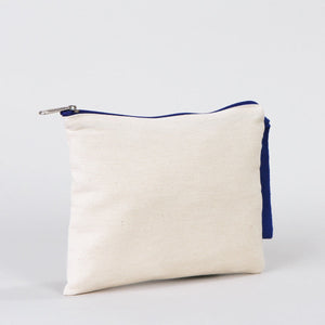 Blank Dark Blue Zippered Clutch Bag – 8"x6" Cotton Pouch