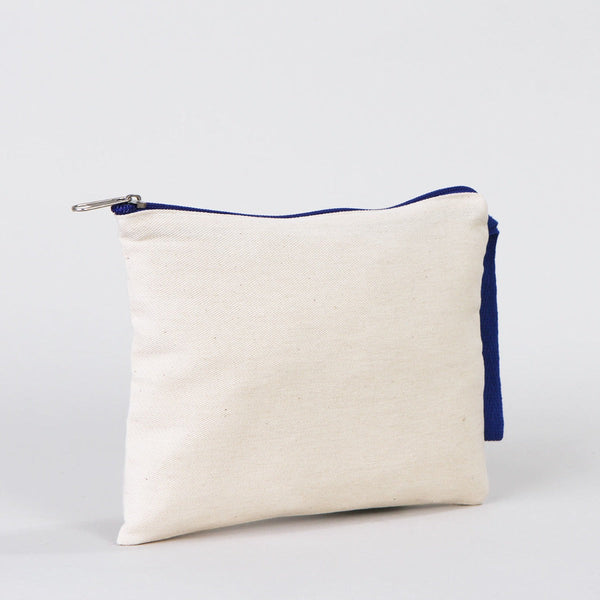 Blank Dark Blue Zippered Clutch Bag – 8"x6" Cotton Pouch