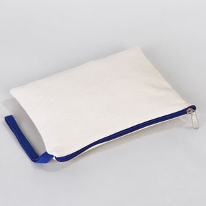 Blank Dark Blue Zippered Clutch Bag – 8"x6" Cotton Pouch