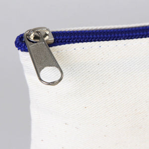Blank Dark Blue Zippered Clutch Bag – 8"x6" Cotton Pouch