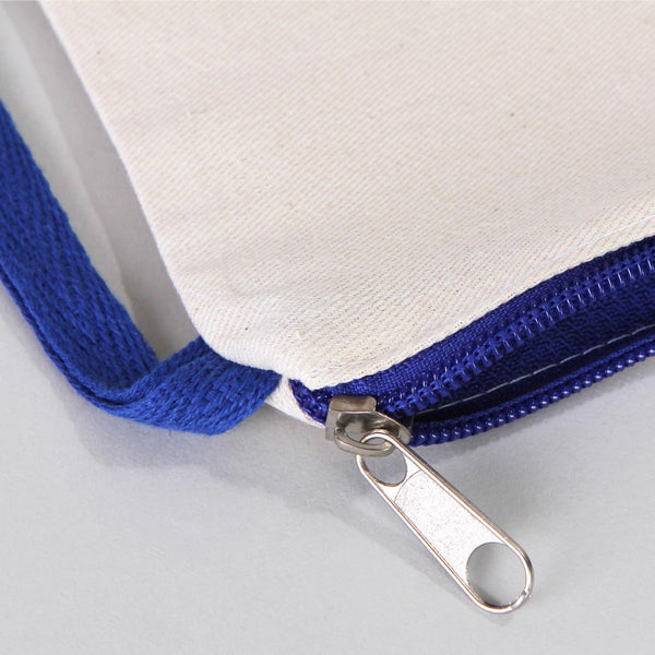 Blank Dark Blue Zippered Clutch Bag – 8"x6" Cotton Pouch