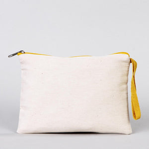 Blank Yellow Zippered Clutch Bag – 8"x6" Plain Cotton Pouch, Durable & Stylish