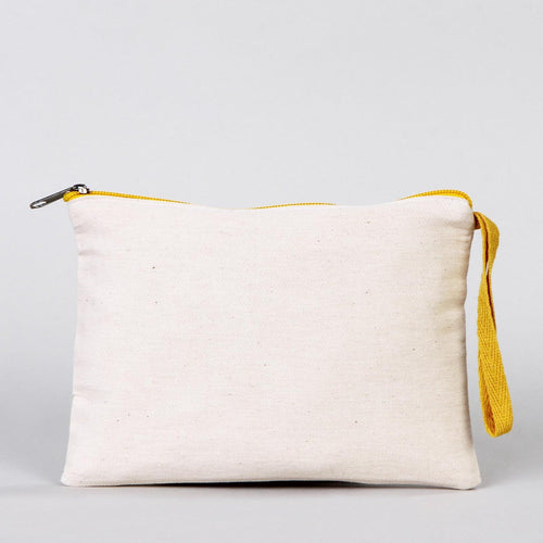 Blank Yellow Zippered Clutch Bag – 8"x6" Plain Cotton Pouch, Durable & Stylish