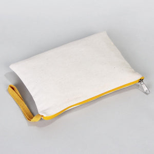 Blank Yellow Zippered Clutch Bag – 8"x6" Plain Cotton Pouch, Durable & Stylish