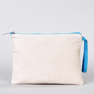 Blank Turquoise Zippered Clutch Bag – 8"x6" Reusable Cotton Pouch