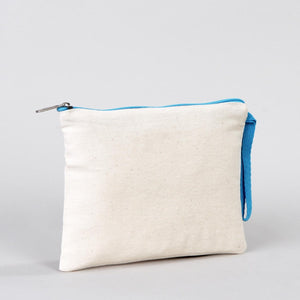 Blank Turquoise Zippered Clutch Bag – 8"x6" Reusable Cotton Pouch
