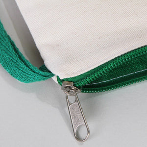 Blank Green Zippered Cotton Pouch – 8"x6" Plain & Durable Clutch Bag