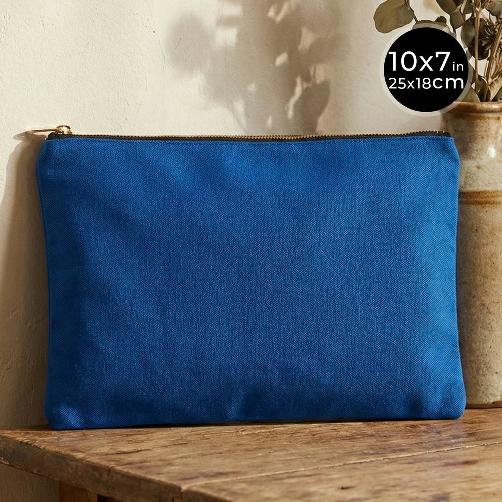 Saxe Blue Canvas Zippered Clutch Pouch – 10" × 7" (25 × 18 cm) – 10 oz - Pamusan.com