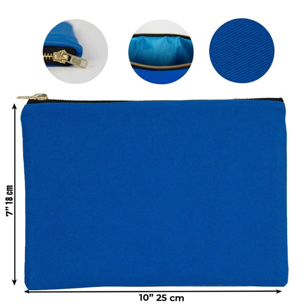 Saxe Blue Canvas Zippered Clutch Pouch – 10" × 7" (25 × 18 cm) – 10 oz - Pamusan.com