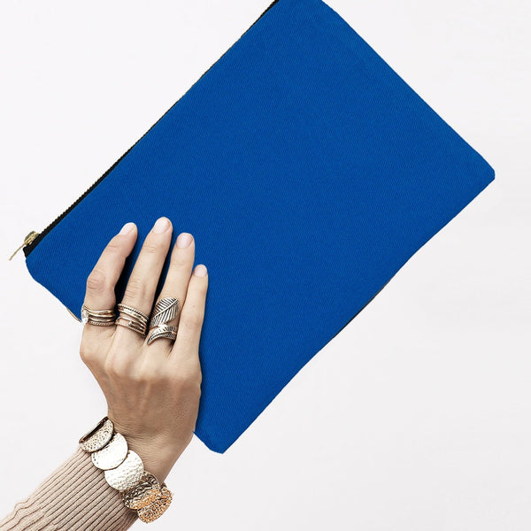 Saxe Blue Canvas Zippered Clutch Pouch – 10" × 7" (25 × 18 cm) – 10 oz - Pamusan.com