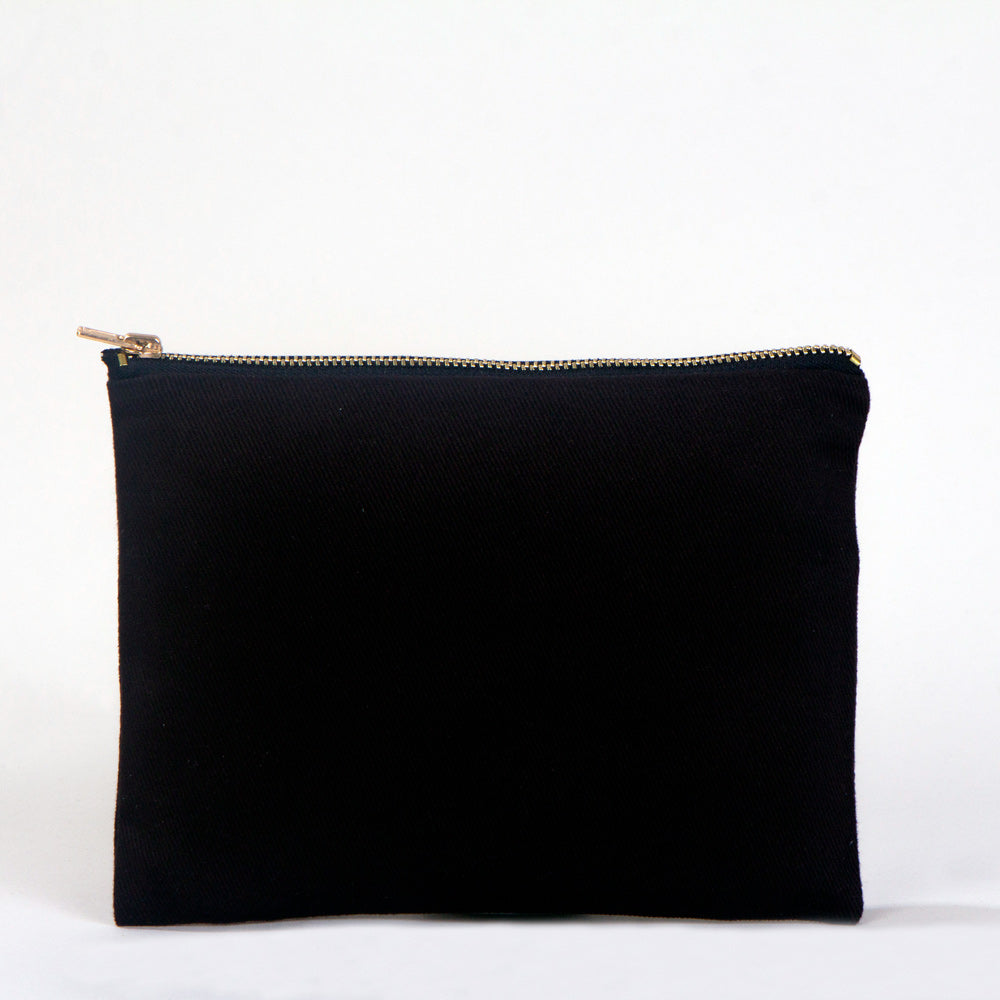 Clutch Bag Black 8"x6" – Cotton Zipper Cosmetic & Reusable Makeup Pouch