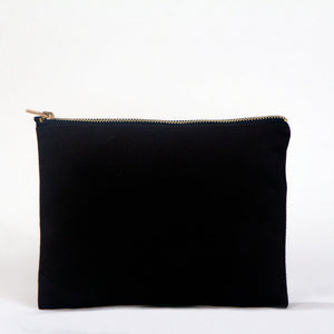 Clutch Bag Black 8"x6" – Cotton Zipper Cosmetic & Reusable Makeup Pouch