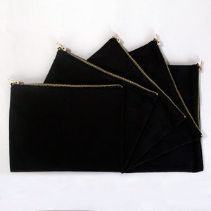 Clutch Bag Black 8"x6" – Cotton Zipper Cosmetic & Reusable Makeup Pouch