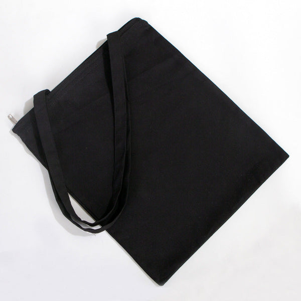 Black Gabardine Tote Bag With Zipper 14"W x 16"H – Blank Cotton Shopping & Gift Bag