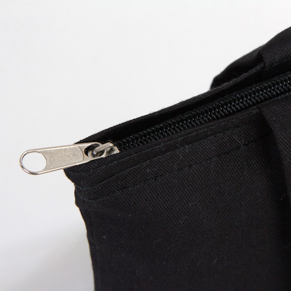Black Gabardine Tote Bag With Zipper 14"W x 16"H – Blank Cotton Shopping & Gift Bag