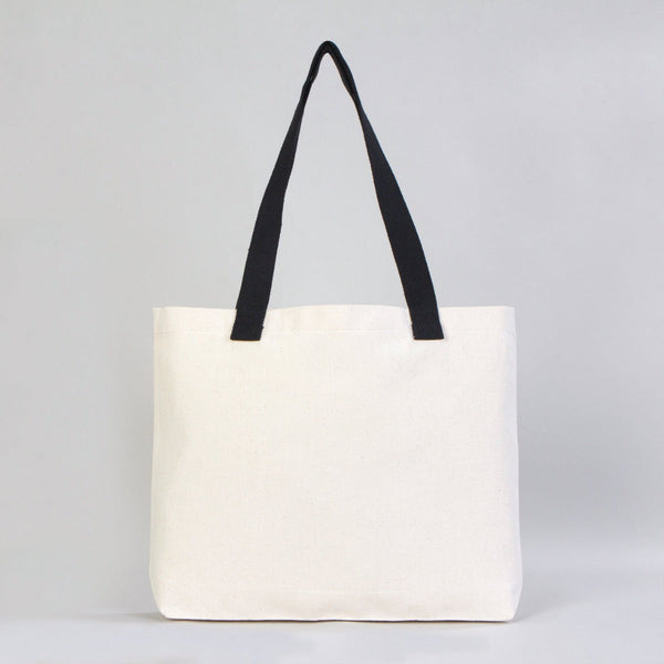 Canvas Tote Bag with Black Handles – 18"W x 14"H x 3"L Durable Reusable Cotton Bag