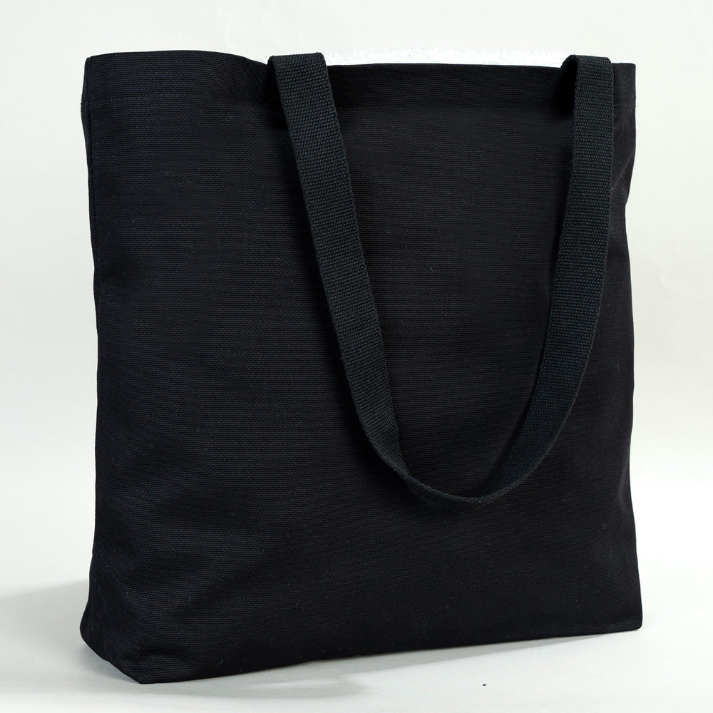 Black Canvas Beach Bag 19"x16"x4" – Large Eco-Friendly Tote for Shopping & Travel