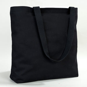 Black Canvas Beach Bag 19"x16"x4" – Large Eco-Friendly Tote for Shopping & Travel
