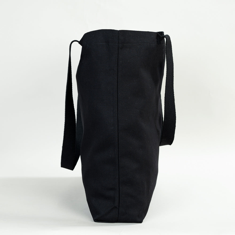 Black Canvas Beach Bag 19"x16"x4" – Large Eco-Friendly Tote for Shopping & Travel
