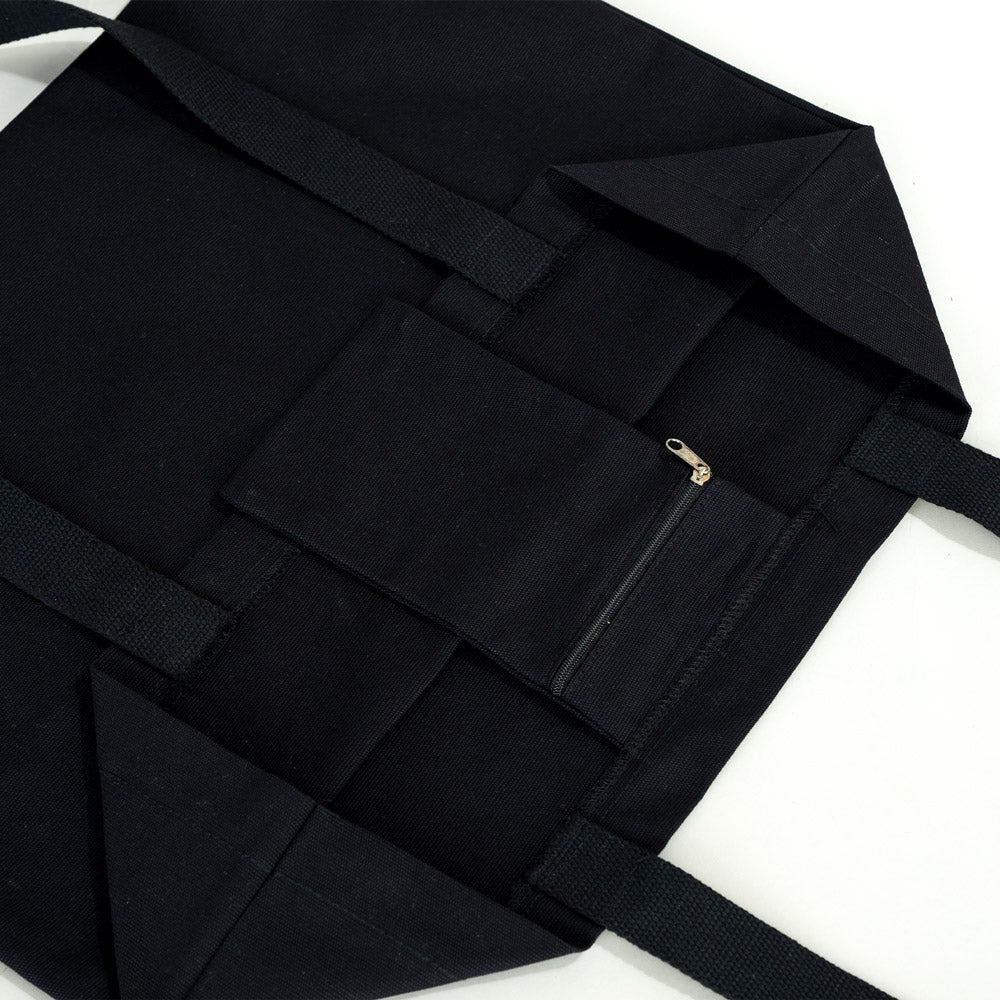 Black Canvas Beach Bag 19"x16"x4" – Large Eco-Friendly Tote for Shopping & Travel
