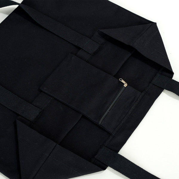 Black Canvas Beach Bag 19"x16"x4" – Large Eco-Friendly Tote for Shopping & Travel