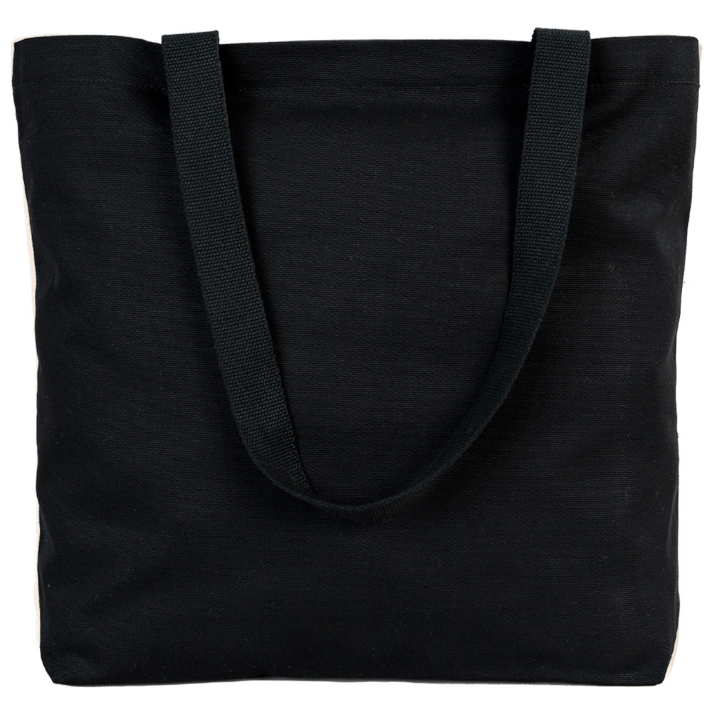 Black Canvas Beach Bag 19"x16"x4" – Large Eco-Friendly Tote for Shopping & Travel