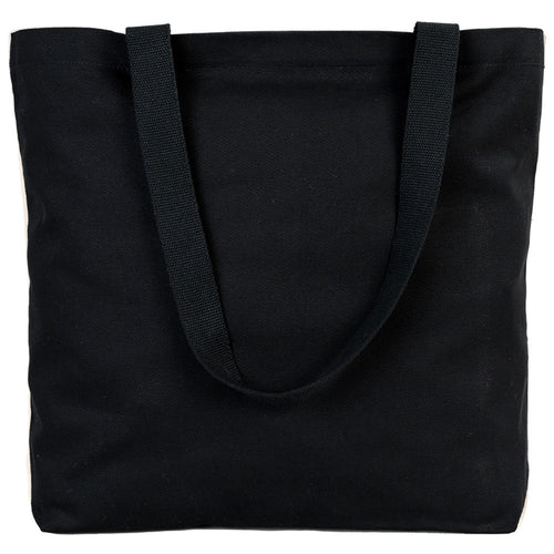 Black Canvas Beach Bag 19"x16"x4" – Large Eco-Friendly Tote for Shopping & Travel