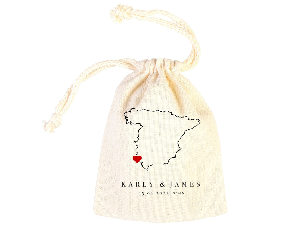 Spain Wedding Bag - Spain Wedding Wedding Favor Bag - Custom Wedding Bag - Destination Wedding Favors - Madrid Favor Bag - Barcelona Wedding - Pamusan.com