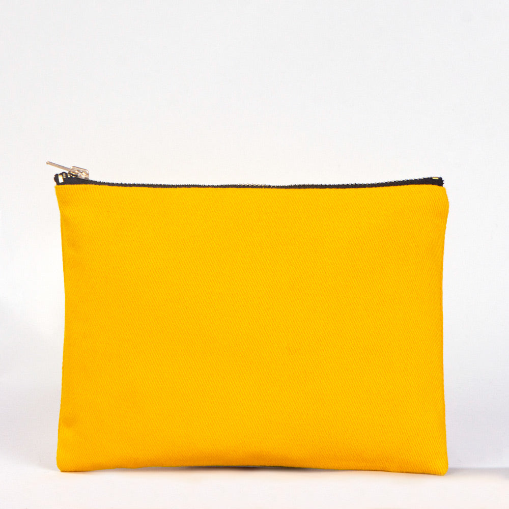 Yellow Cotton Clutch Bag – 8"x6" Reusable Cosmetic Makeup Zipper Pouch