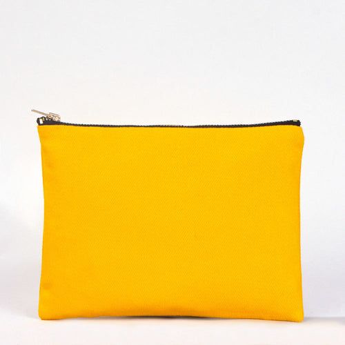 Yellow Cotton Clutch Bag – 8"x6" Reusable Cosmetic Makeup Zipper Pouch