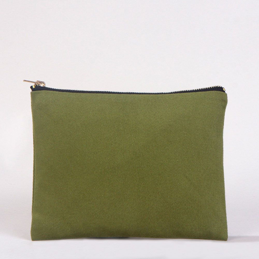 Plain Green Cotton Clutch Bag – 8"x6" Reusable Cosmetic Pouch