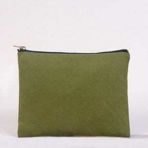 Plain Green Cotton Clutch Bag – 8"x6" Reusable Cosmetic Pouch