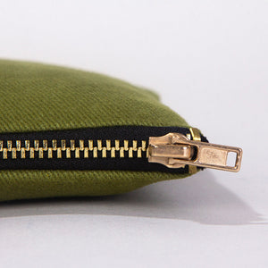 Plain Green Cotton Clutch Bag – 8"x6" Reusable Cosmetic Pouch