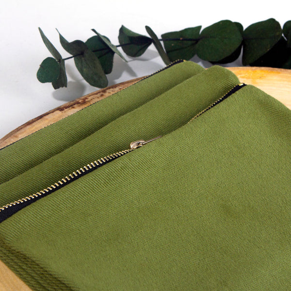 Plain Green Cotton Clutch Bag – 8"x6" Reusable Cosmetic Pouch