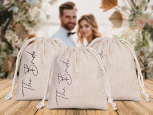 The Bride Bag, Wedding Tote for Bridal Party Cotton Pouches & Wedding Welcome Gifts - Pamusan.com