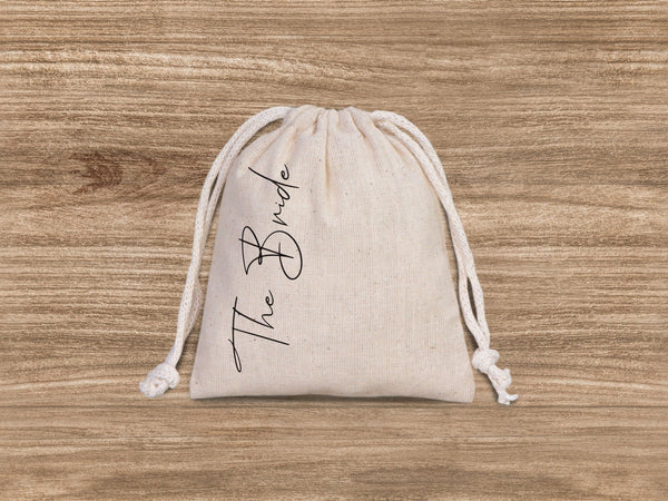 The Bride Bag, Wedding Tote for Bridal Party Cotton Pouches & Wedding Welcome Gifts - Pamusan.com