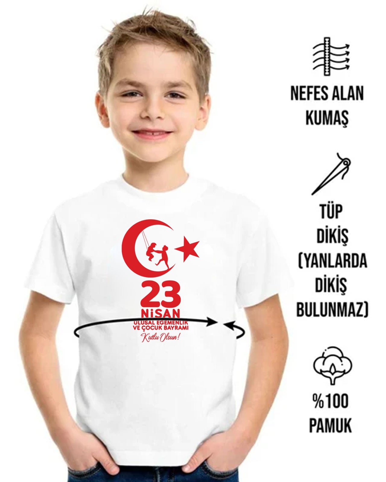 1000 Promotional Children's T-Shirts Printed 23Rd April - White - Single Color Printing